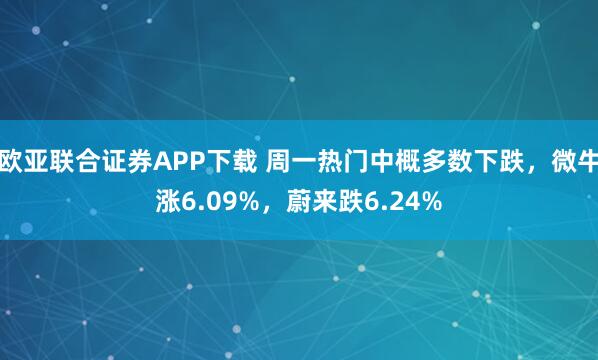 欧亚联合证券APP下载 周一热门中概多数下跌，微牛涨6.09%，蔚来跌6.24%